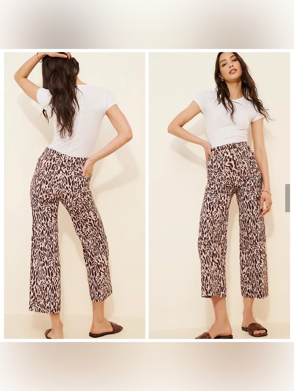 Anthropologie Maeve Colette Leopard Print High-Waist Pants - Brown/Beige 20W EUC - Picture 4 of 10